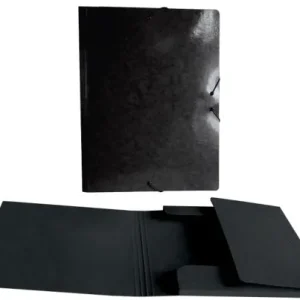 Carpeta folio gomas y solapas cartón brillo laser color negro