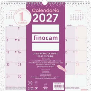 Calendario pared escribir chic 2027 30x30cm. morado