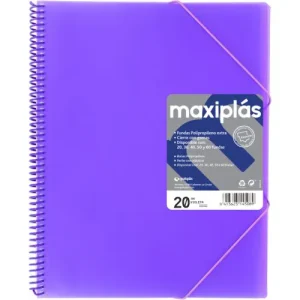 CARPETAS A4 20 FUNDAS A4 ESPIRAL MAXIPLAS VIOLETA