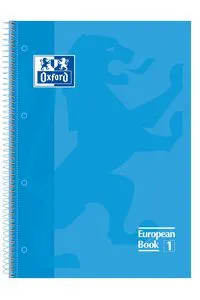 Paq/5 cuaderno espiral europeanbook1 turquesa a4 80h 90g. cuadricula 5x5mm microperforado