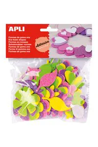 BOLSA 48 FLORES DE GOMA EVA ADHESIVA CON PURPURINA