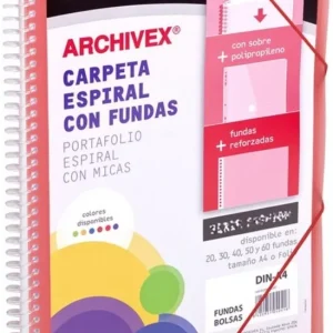 CARPETA 40 FUNDAS CANGURO A4 ARCHIVEX STAR ROJO