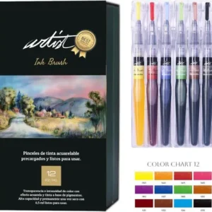 Estuche 12 pincel de tinta acuarelable artist brush colores surtidos