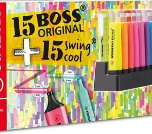 Set sobremesa 15 stabilo boss original + 15 swing cool colores surtidos