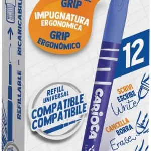 C/12 boligrafo borrable azul carioca oops