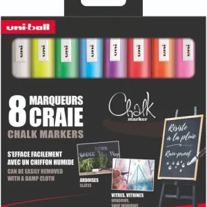 BLISTER 8 ROTULADORES TIZA LIQUIDA UNI-CHALK COL SURTIDOS
