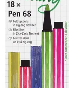 Estuche zig-zag 18 colores surtidos stabilo pen 68 punta media