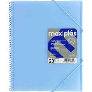 CARPETAS A4 20 FUNDAS A4 ESPIRAL MAXIPLAS AZUL SOFT