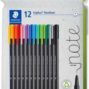 Estuche 12 rotuladores triplus fineliner 334 colores surtidos