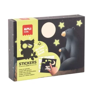 CAJA DE STICKERS BRILLO EN LA OSCURIDAD OSO