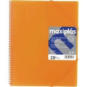 CARPETAS A4 30 FUNDAS A4 ESPIRAL MAXIPLAS NARANJA