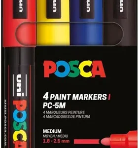 ESTUCHE 4 ROTULADORES POSCA PC5M UNI-BALL COLORES SURTIDOS