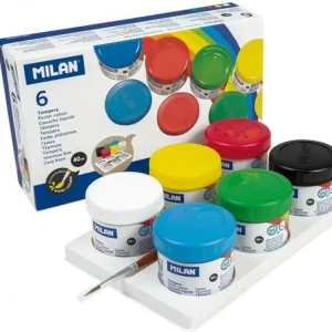 ESTUCHE 6 BOTES TEMPERA MILAN 40ML COLORES SURTIDOS