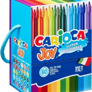 Caja con asa 60 rotuladores carioca joy punta fina superlavable