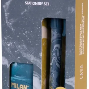 Caja regalo serie Lava con bolígrafo P1, portaminas PL1 0,5 mm HB y afilaborra CAPSULE, azul