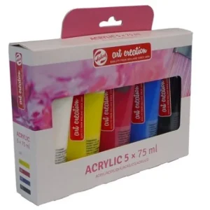 Estuche 5 botes acrílico 75ml.art creation colores primarios