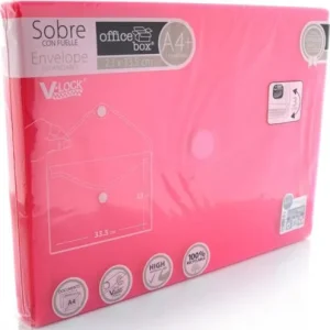 PAQ/10 CARPETA SOBRE FUELLE A4+ 250X335X300 VELCRO ROJO