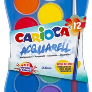 ESTUCHE PLASTICO 12 ACUARELAS CARIOCA WATERCOLORS