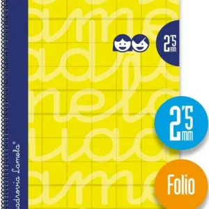 CUADERNO ESPIRAL Fº 80H 90G 2,5MM AMARILLO CUADROVIA EXTRAD