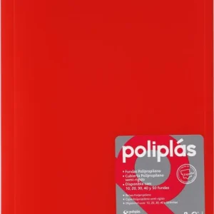 CARPETA Fº 20 FUNDAS SOLDADAS TRANSLUCIDAS ROJO POLIPLAS
