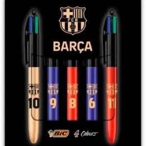 Estuche 5 boligrafos 4 colores f.c. barcelona punta 1mm