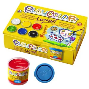 Estuche 6 tempera liquida playcolor 40ml. colores surtidos con pincel