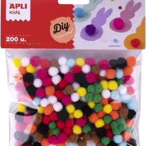 BOLSA POMPONES MINI SURTIDOS 200 UNIDADES