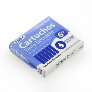 Caja 6 cartuchos tinta borrable para pluma color azul