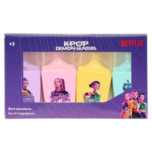 SET DE 4 ROTULADORES FLUORESCENTES K-POP DEMON HUNTERS
